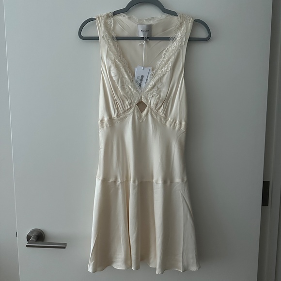 Reformation Belva Silk Dress in Fior Di Latte - Picture 3 of 4